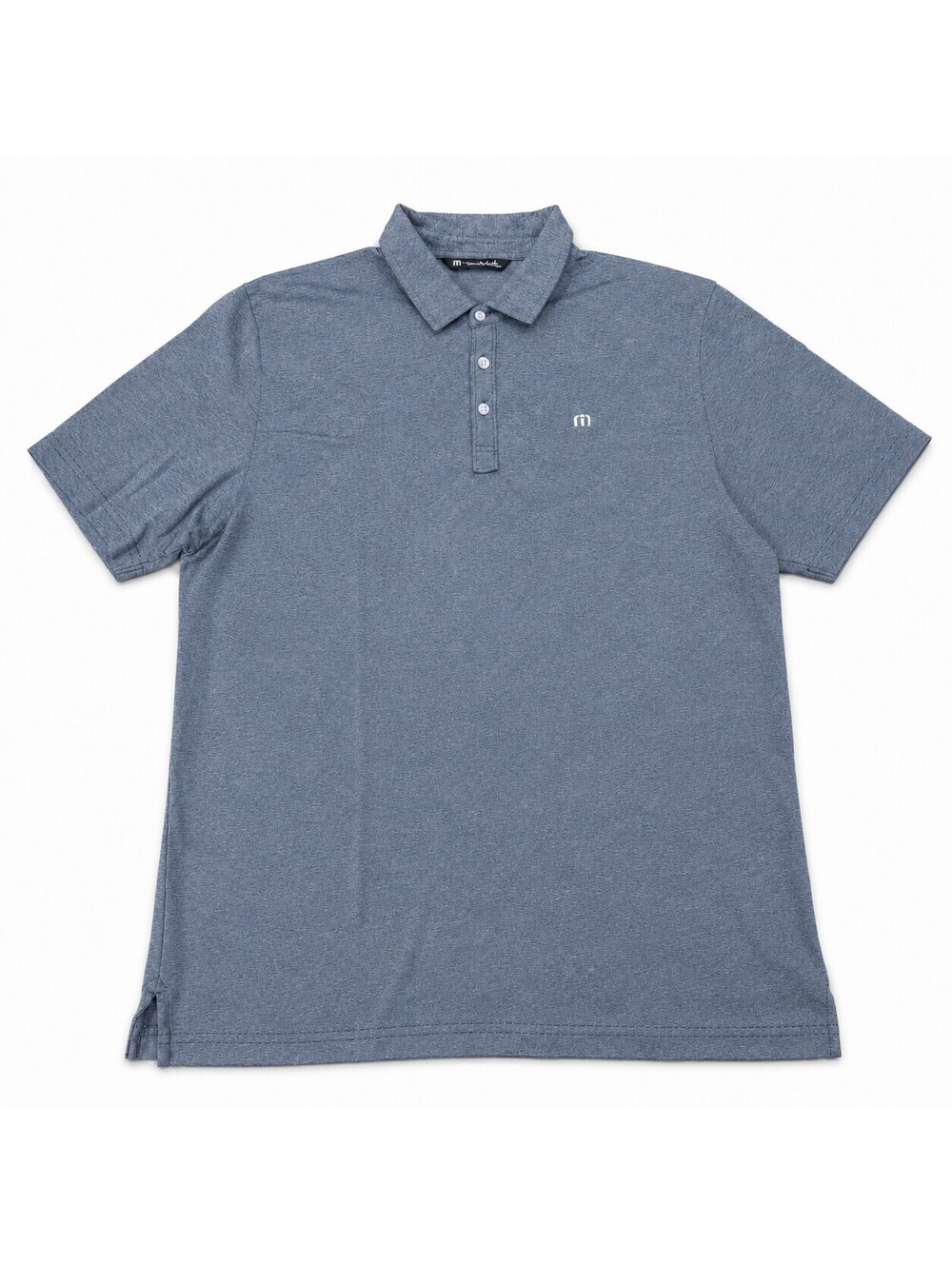 TravisMathew Polo Shirt Men XL Blue Heather Performance Golf Athletic Logo
